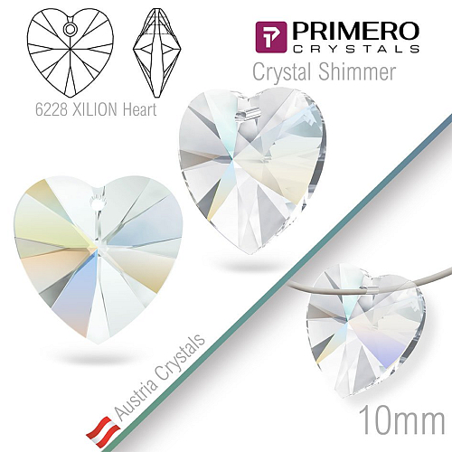 Korálky PRIMERO Crystals. Tvar 6228 XILION Heart. Barva Crystal Shimmer. Velikost 10mm