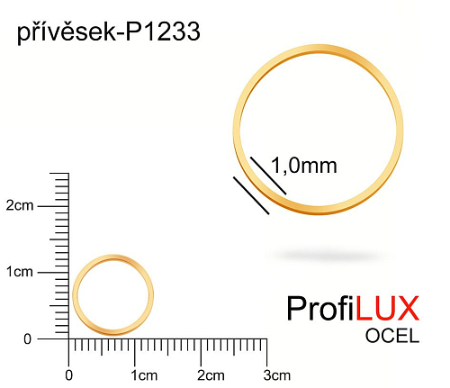 Přívěsek Ocel ozn-P1233 KRUH velikost pr.12mm. Síla 1,0mm. Barva POZLACENO. Řada přívěsků ProfiLUX