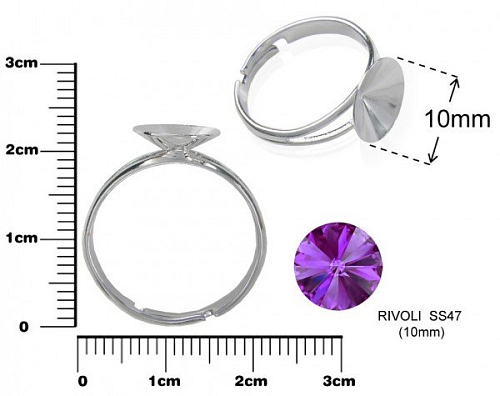 Prsten na RIVOLKY pr.10mm. Barva rhodium.