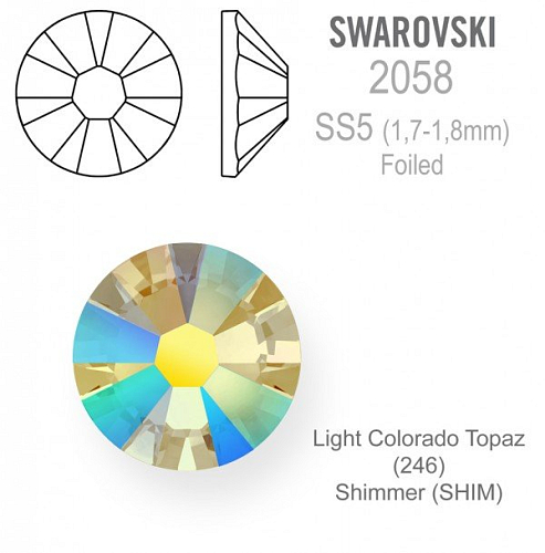 Swarovski 2058 XILION FOILED velikost SS5 barva Light Colorado Topaz Shimmer 