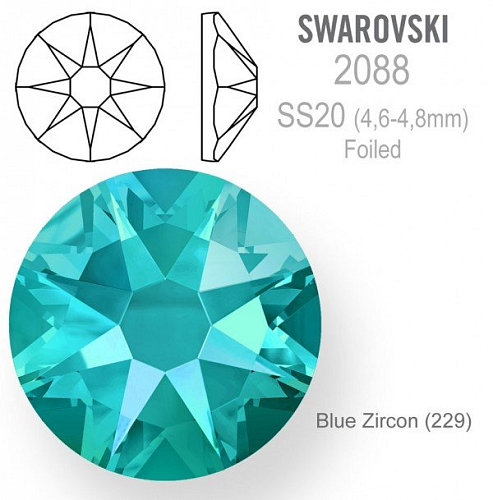 SWAROVSKI 2088 XIRIUS FOILED velikost SS20 barva Blue Zircon 