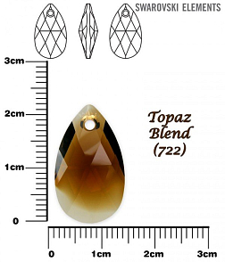 SWAROVSKI Pear-Shaped 6106 barva TOPAZ BLEND velikost 22mm.