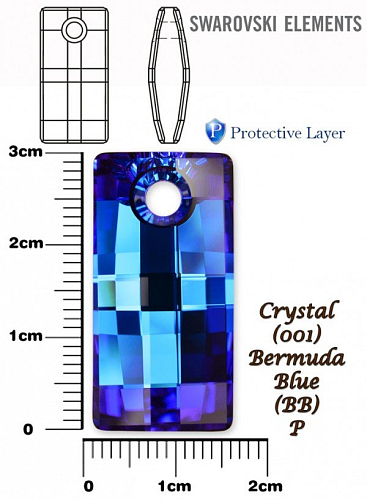 SWAROVSKI 6696 URBAN Pendant barva CRYSTAL BERMUDA BLUE P velikost 30mm.