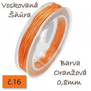 Voskovaná šňůra-síla 0,8mm v barvě oranžové č.16