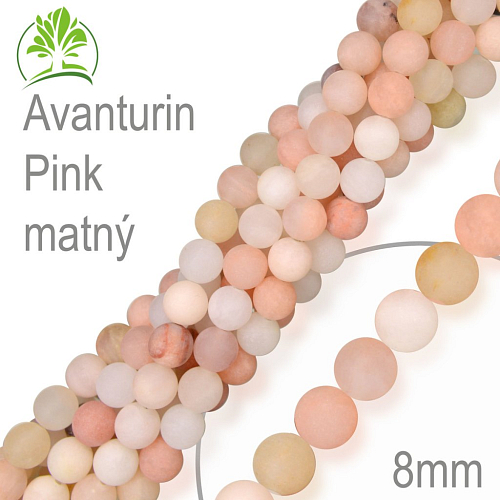 Korálky z minerálů Avanturin Pink matný. Velikost pr.8mm. Balení 10Ks.
