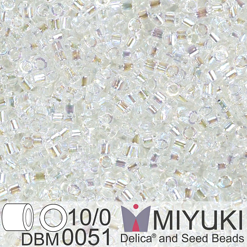Korálky Miyuki Delica 10/0. Barva Crystal AB DBM0051. Balení 5g.