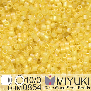 Korálky Miyuki Delica 10/0. Barva Matte Transparent Yellow AB  DBM0854. Balení 5g.
