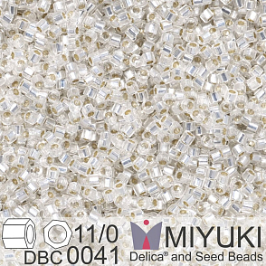 Korálky Miyuki Delica (fazetované) 11/0. Barva  Silverlined Crystal Cut  DBC0041. Balení 5g.