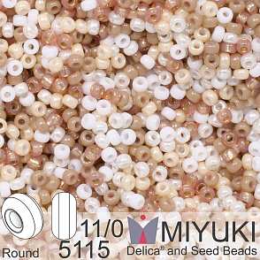 Korálky Miyuki Round 11/0. Barva  Soft Beige Mix 5115. Balení 5g.