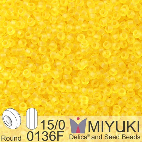 Korálky Miyuki Round 15/0. Barva 0136F Matte Tr Yellow. Balení 5g