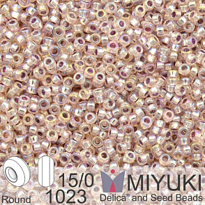 Korálky Miyuki Round 15/0. Barva 1023 S/L Lt Blush AB. Balení 5g