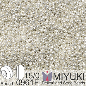 Korálky Miyuki Round 15/0. Barva 0961F Matte Bright Sterling Plated. Balení 3g