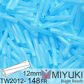 Korálky Miyuki Twisted Bugle 12mm. Barva TW2012-148FR Matte Tr Aqua AB.  Balení 10g.