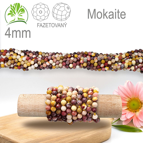 Korálky z minerálů Mokaite Fazetovaný přírodní polodrahokam. Velikost pr.4mm. Balení 95Ks.