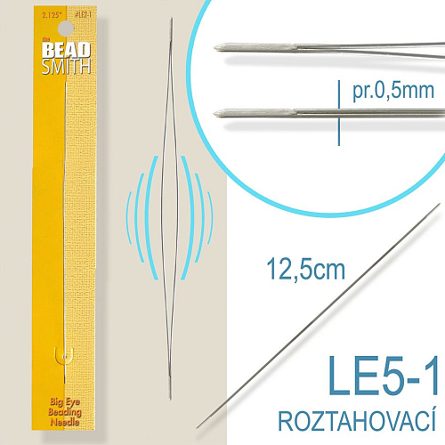 Jehla ROZTAHOVACÍ ozn.-LE5-1. Délka 12,5cm. Průměr 0,5mm.