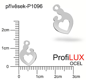 Přívěsek Ocel ozn-P1096 SRDCE Marie velikost 9x14mm tl.1.0mm. Řada přívěsků ProfiLUX. 
