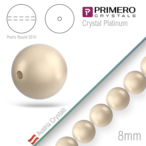 Korálky PRIMERO Crystals 5810. Barva Crystal Platinum. Velikost 8mm