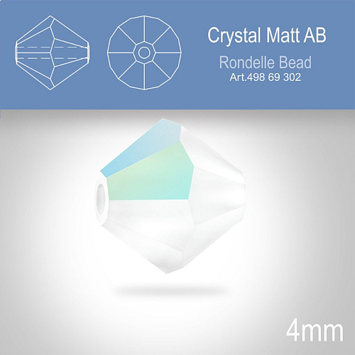 PRECIOSA Bicone MC BEAD (sluníčko) velikost 4mm. Barva CRYSTAL Aurore Boreale Matt. Balení 30ks .