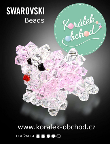 Rukodělná Korálková stavebnice PES ozn. FH14 SWAROVSKI Beads. Barva Crystal+Rosaline