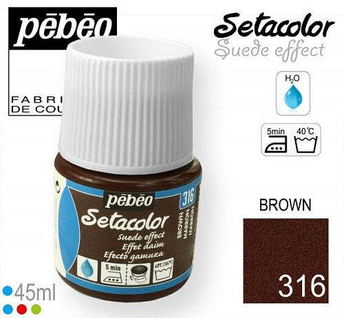 Barva na Textil SETACOLOR Suede Pebeo. barva č. 316 BROWN. Balení 45ml.