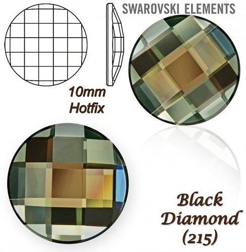 SWAROVSKI HOT-FIX 2035 tvar Chessboard CIRCLE FB 10mm Black Diamond