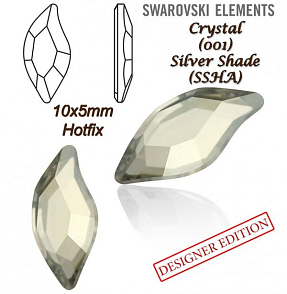 SWAROVSKI HOT-FIX 2797 tvar DIAMOND LEAF FB velikost 10x5mm barva CRYSTAL SILVER SHADE 