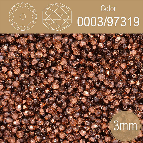 Korálky BROUŠENÉ 3mm. Barva 0003/97319 průhledná s pokovem. Balení 150Ks.