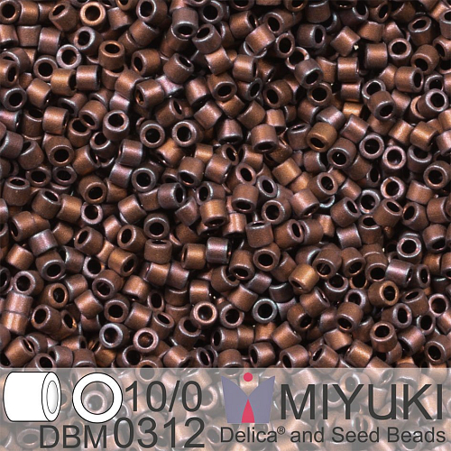 Korálky Miyuki Delica 10/0. Barva Matte Metallic Dark Raspberry Iris DBM0312. Balení 5g.