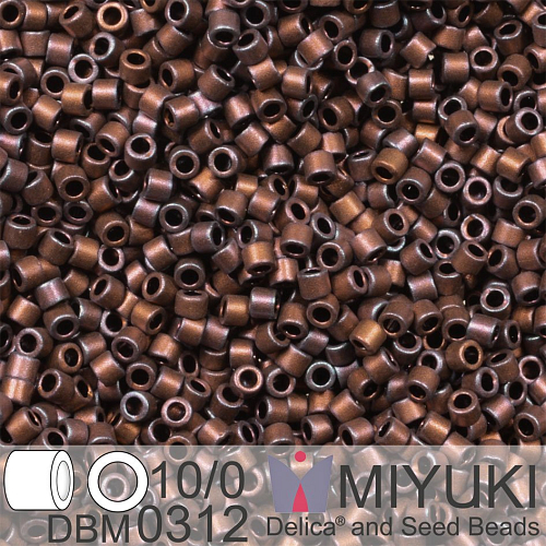Korálky Miyuki Delica 10/0. Barva Matte Metallic Dark Raspberry Iris DBM0312. Balení 5g.