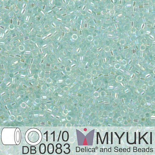Korálky Miyuki Delica 11/0. Barva Tr Pale Aqua AB DB0083. Balení 5g.