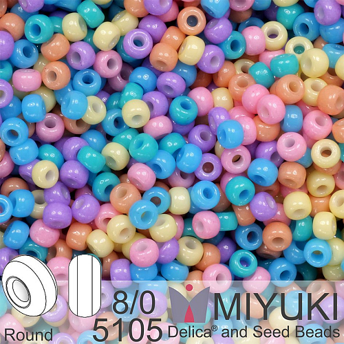 Korálky Miyuki Round 8/0. Barva 5105 Mix Candyflosse. Balení 5g