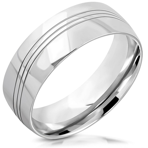 Ocelový prsten RRR 363 hladký s vlnkami o velikosti 8