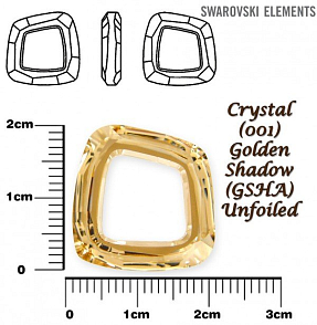 SWAROVSKI ELEMENTS Cosmic Square Ring barva CRYSTAL (001) GOLDEN SHADOW (GSHA) Unfoiled velikost 20mm.