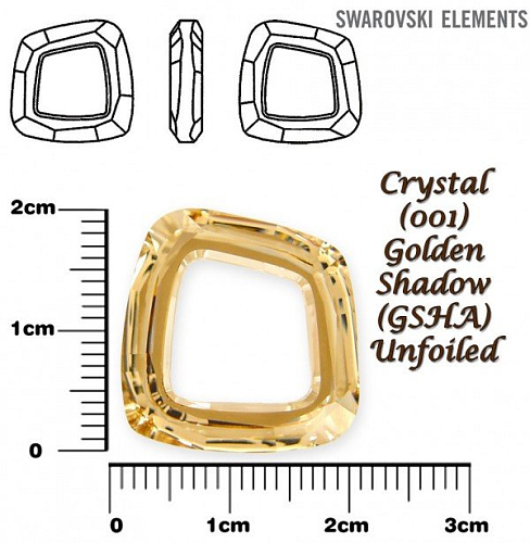 SWAROVSKI ELEMENTS Cosmic Square Ring barva CRYSTAL (001) GOLDEN SHADOW (GSHA) Unfoiled velikost 20mm.