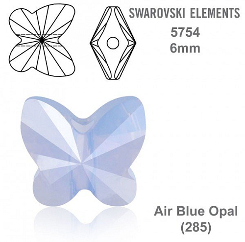 SWAROVSKI KORÁLKY Butterfly Bead barva AIR BLUE OPAL velikost 6mm. Balení 4Ks.