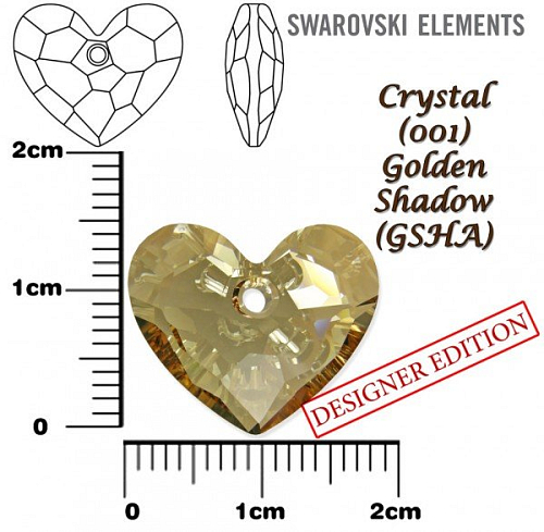 SWAROVSKI 6264 Truly in Love Heart barva CRYSTAL GOLDEN SHADOW velikost 18mm.