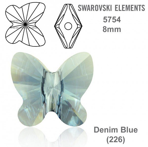 SWAROVSKI KORÁLKY Butterfly Bead barva DENIM BLUE velikost 8mm. Balení 3Ks.