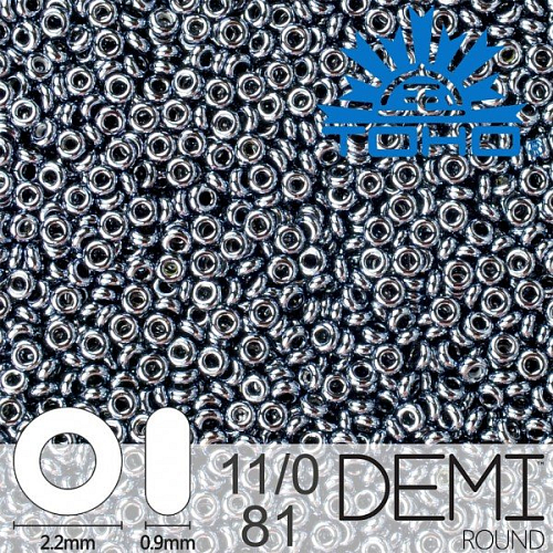 Korálky TOHO Demi Round 11/0. Barva 81 Metallic Hematite . Balení 5g
