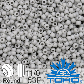 Korálky TOHO tvar ROUND (kulaté). Velikost 11/0. Barva č.53F-Opaque-Frosted Gray . Balení 8g.