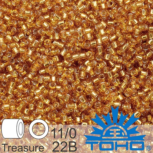 Korálky TOHO tvar TREASURE (válcové). Velikost 11/0. Barva č. 22B-Silver-Lined Med Topaz. Balení 5g.