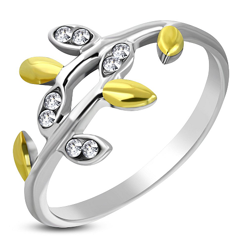 Ocelový prsten VRR 181 prsten dvou barev s kamínky o velikosti 9