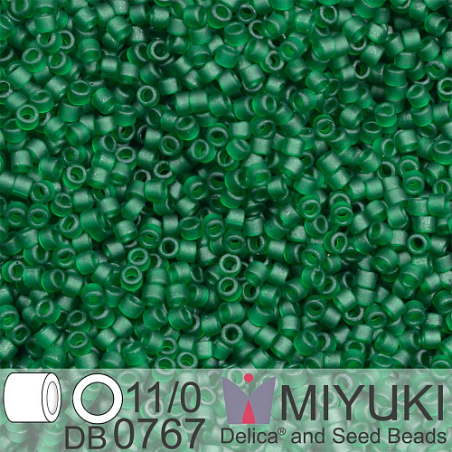Korálky Miyuki Delica 11/0. Barva Matte Transparent Dark Emerald DB0767. Balení 5g