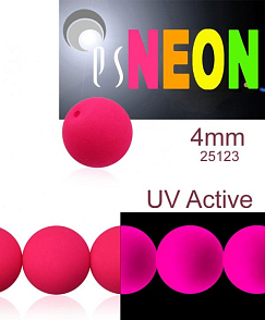Korálky NEON (UV Active) velikost 4mm barva 25123 růžová. Balení 31Ks.