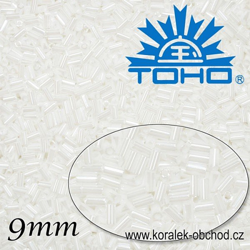 Korálky TOHO tvar BUGLES (válcové). Velikost pr.1,6mm x 3mm. Barva č. 121-Opaque-Lustered White . Balení 10g.