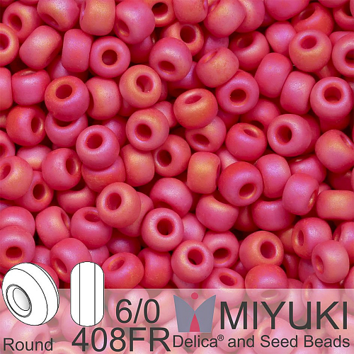 Korálky Miyuki MIX Round 6/0. Barva 408FR Matte Opaque Red AB. Balení 5g