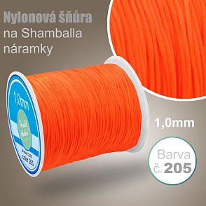 Nylonová šňůra na Shamballa náramky průměr nitě 1,0mm. Barva č.205 signální Oranžová
