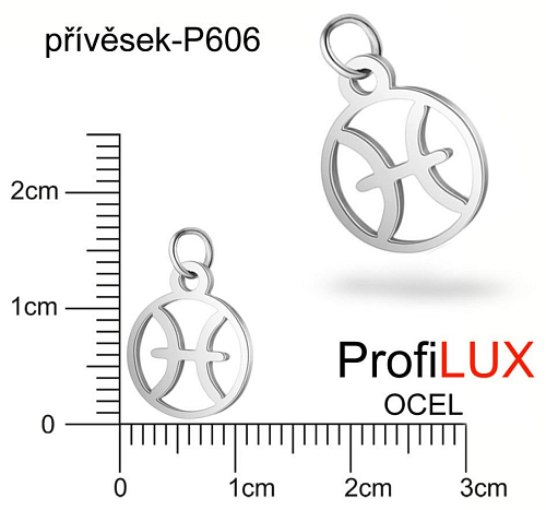 Přívěsek Chirurgická Ocel ozn-P606 Znamení Zvěrokruhu RYBY velikost 11x13mm tl.1.2mm. Řada přívěsků ProfiLUX