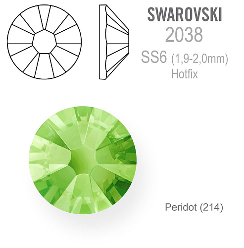 SWAROVSKI xilion rose HOT-FIX velikost SS6 barva PERIDOT