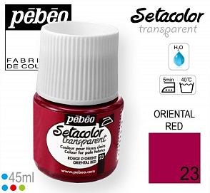 Barva na Textil SETACOLOR Transparent Pebeo. barva č. 23 ORIENTAL RED. Balení 45ml. 