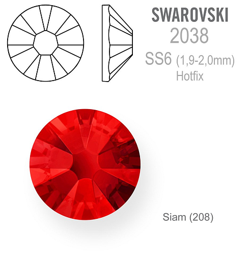 SWAROVSKI xilion rose HOT-FIX velikost SS6 barva SIAM 